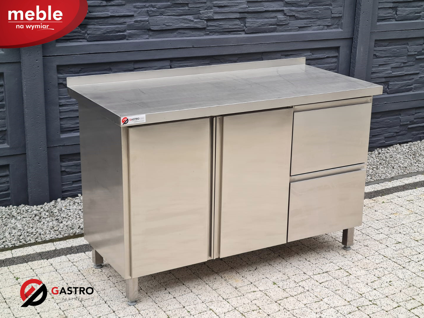 Stół, szafka ze stali nierdzewnej z blokiem szuflad 1300x600x850