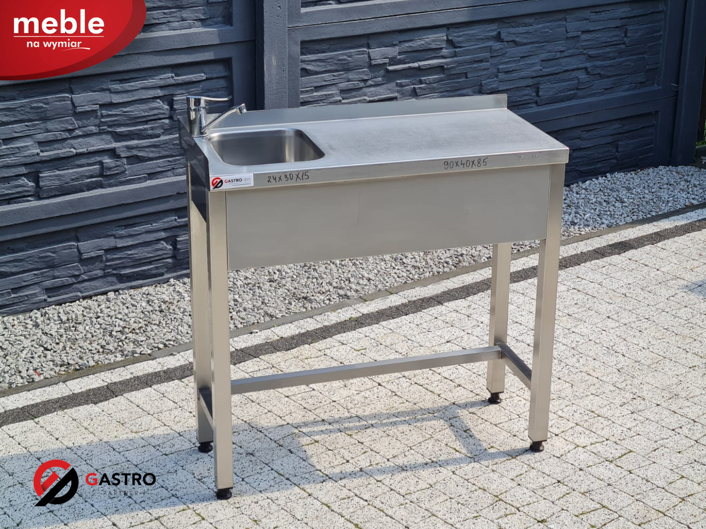 Zlew gastronomiczny 1 komorowy z ociekaczem 900x400x850 - obrazek 2