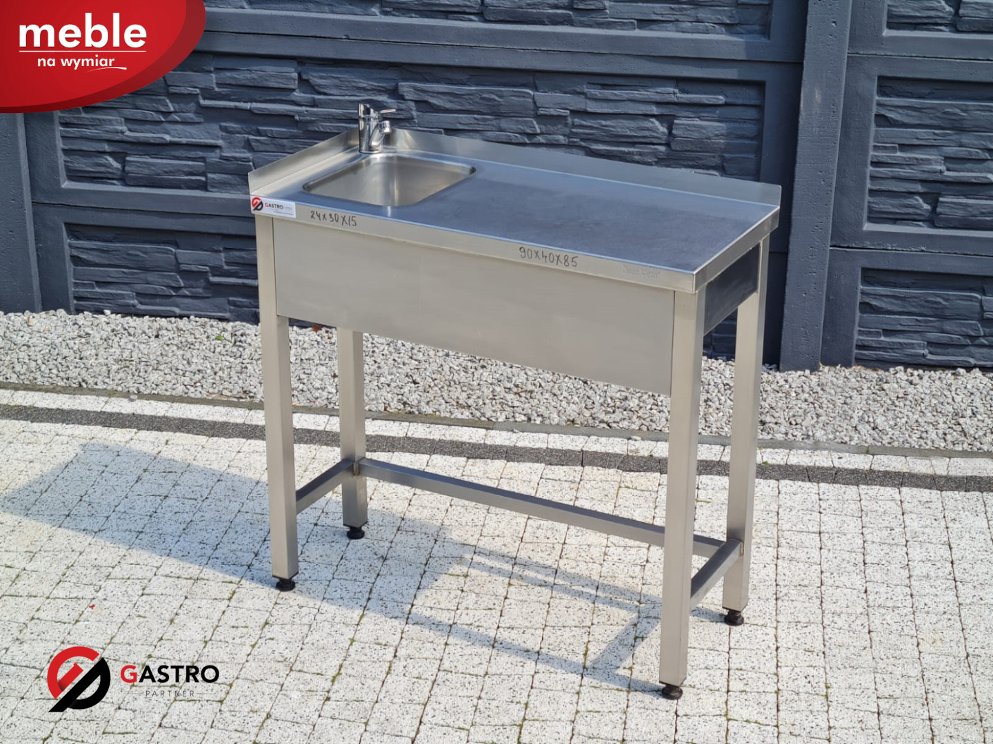 Zlew gastronomiczny 1 komorowy z ociekaczem 900x400x850