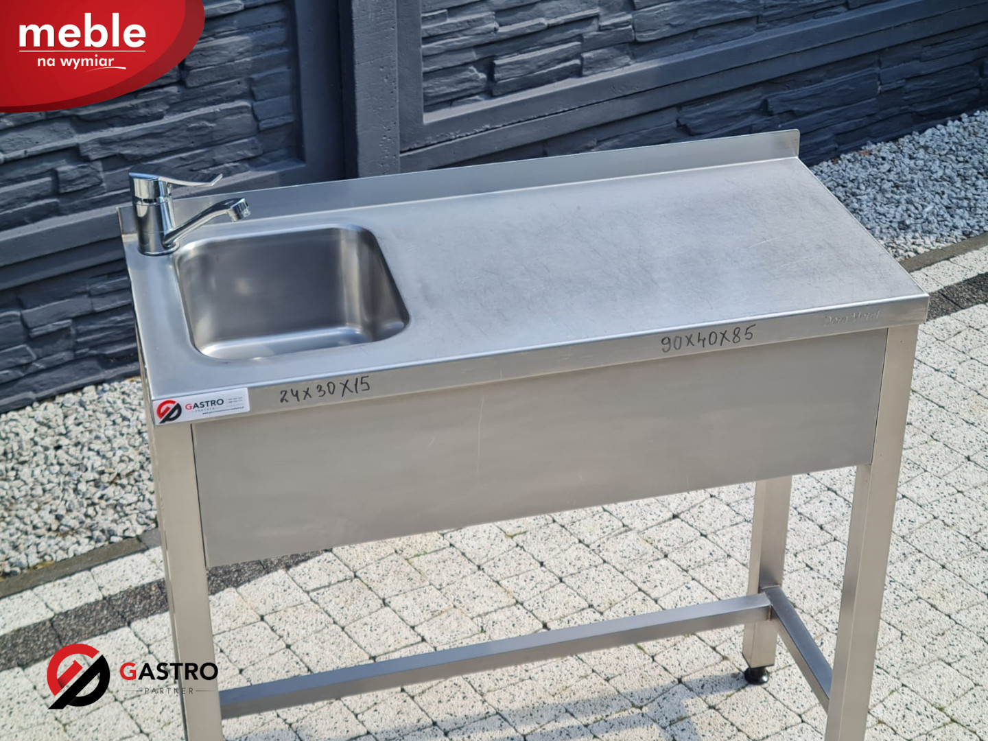 Zlew gastronomiczny 1 komorowy z ociekaczem 900x400x850 - obrazek 4