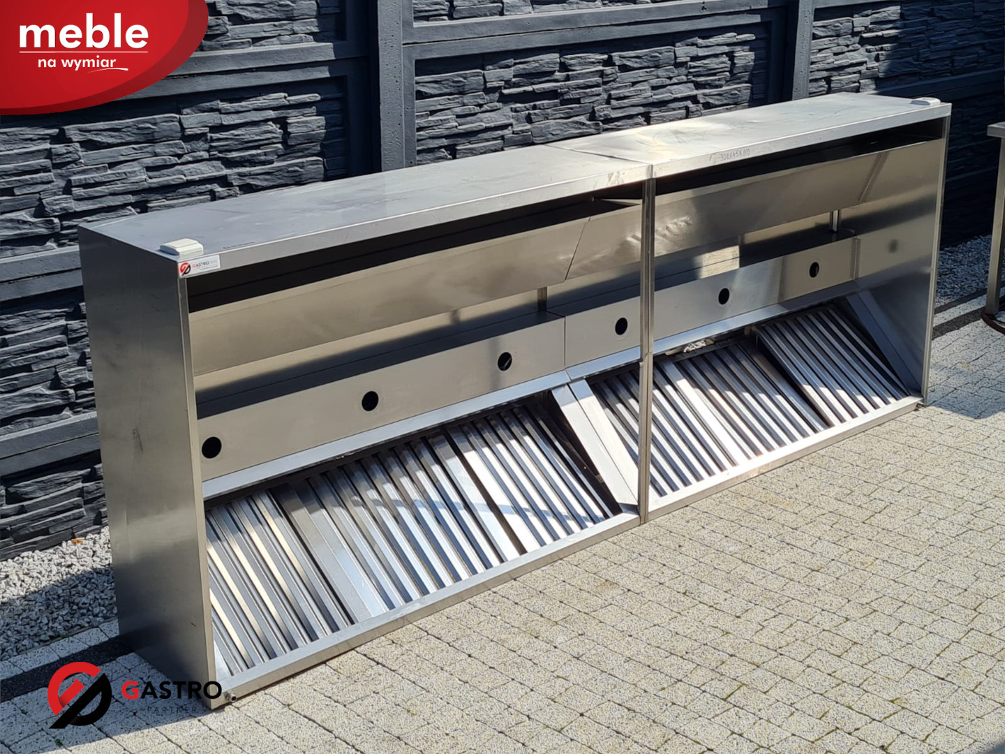 Okap gastronomiczny skrzyniowy przyścienny Stalgast - 3000x450x1100 - obrazek 3