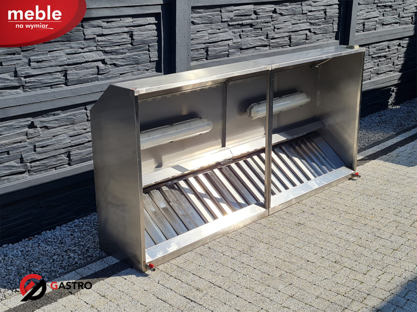 Okap gastronomiczny skrzyniowy trapezowy przyścienny - 2100x450x1000 - obrazek 2