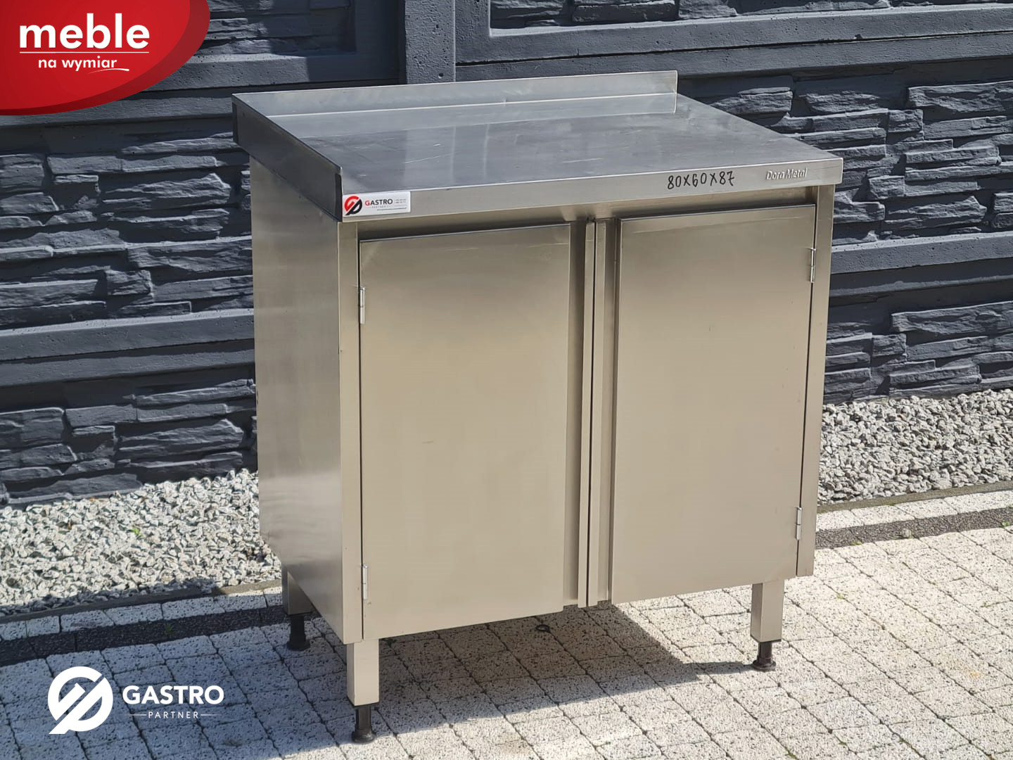 Stół gastronomiczny z szafką ze stali nierdzewnej 800x600x850
