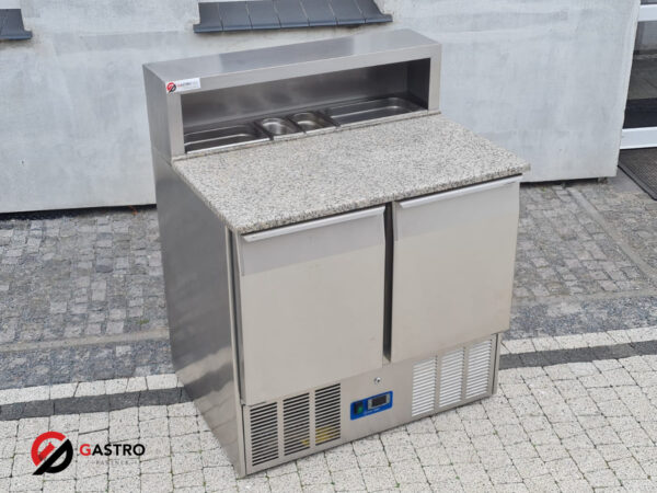 Stół do pizzy z blatem granitowym i nadstawką 2 drzwiowy 90x70x87 cm