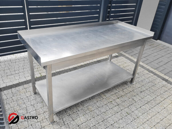 Stół ze stali nierdzewnej z półką używany solidny spawany 1600x700x850 mm