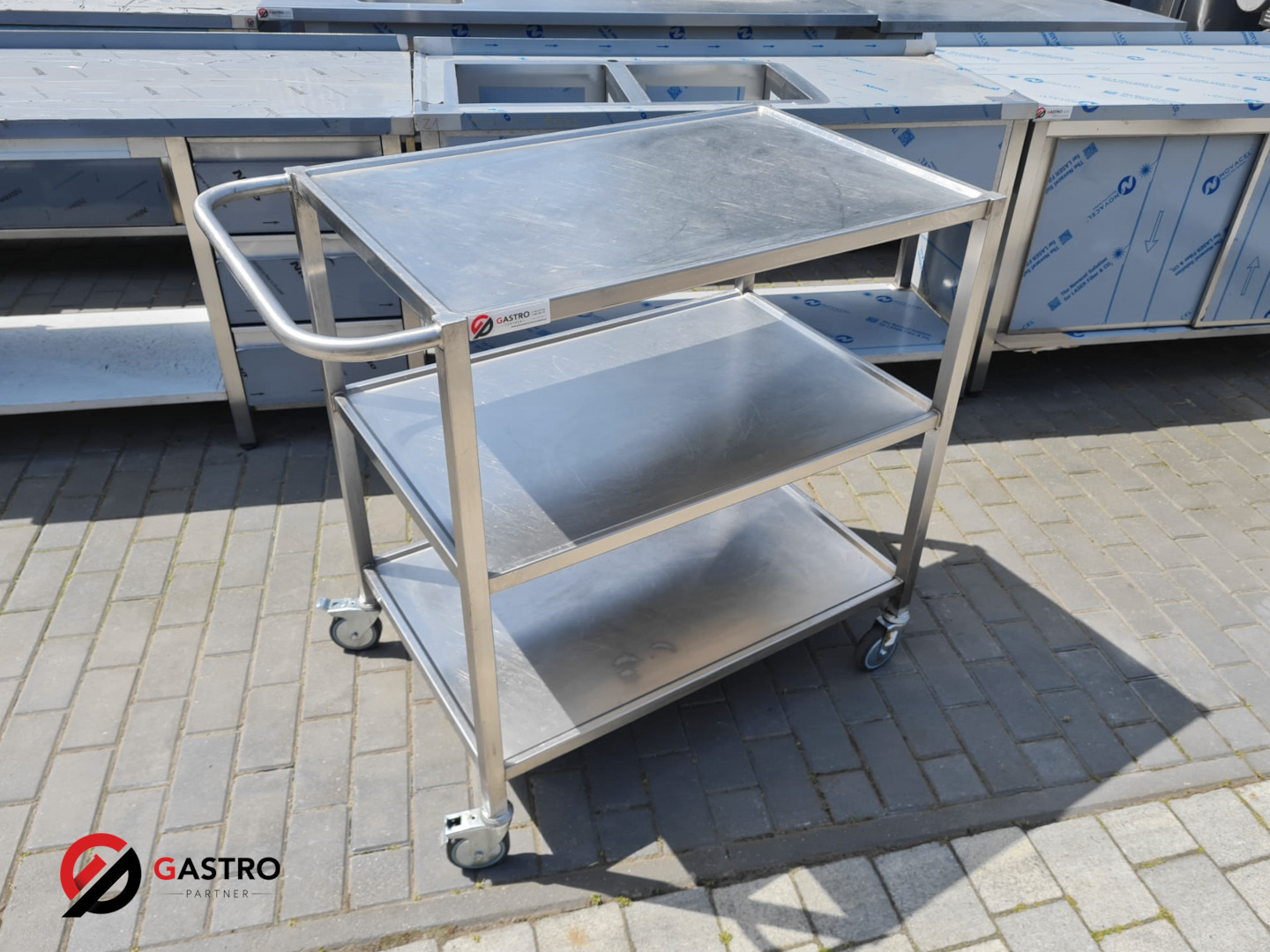 Wózek gastronomiczny solidny spawany z 3 półkami 900x600x970 mm