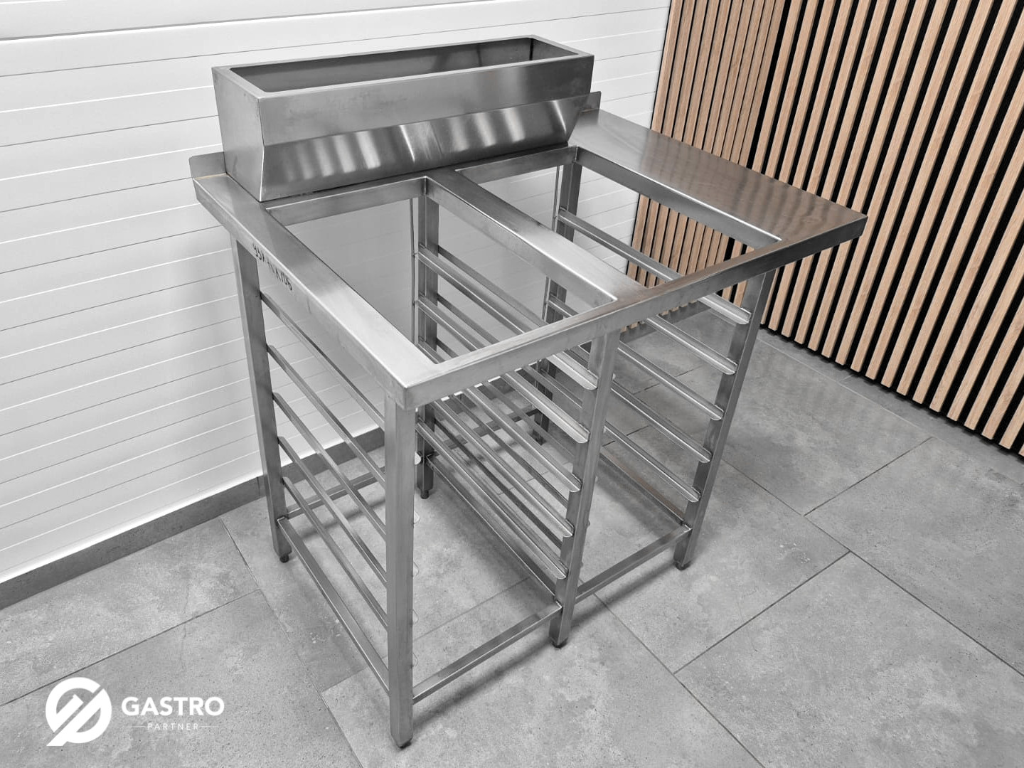 Stół podstawa do panierowania na pojemniki GN ze stali nierdzewnej 95x70x85
