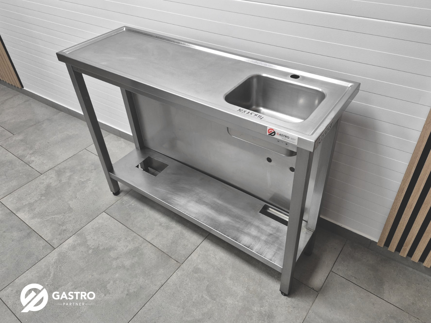 Zlew z półka ze stali nierdzewnej 1200x400x850