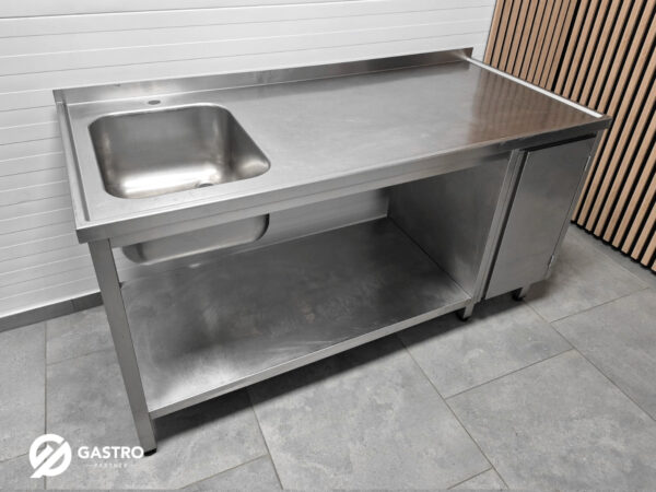 Zlew z półką oraz szafką ze stali nierdzewnej 160x70x85