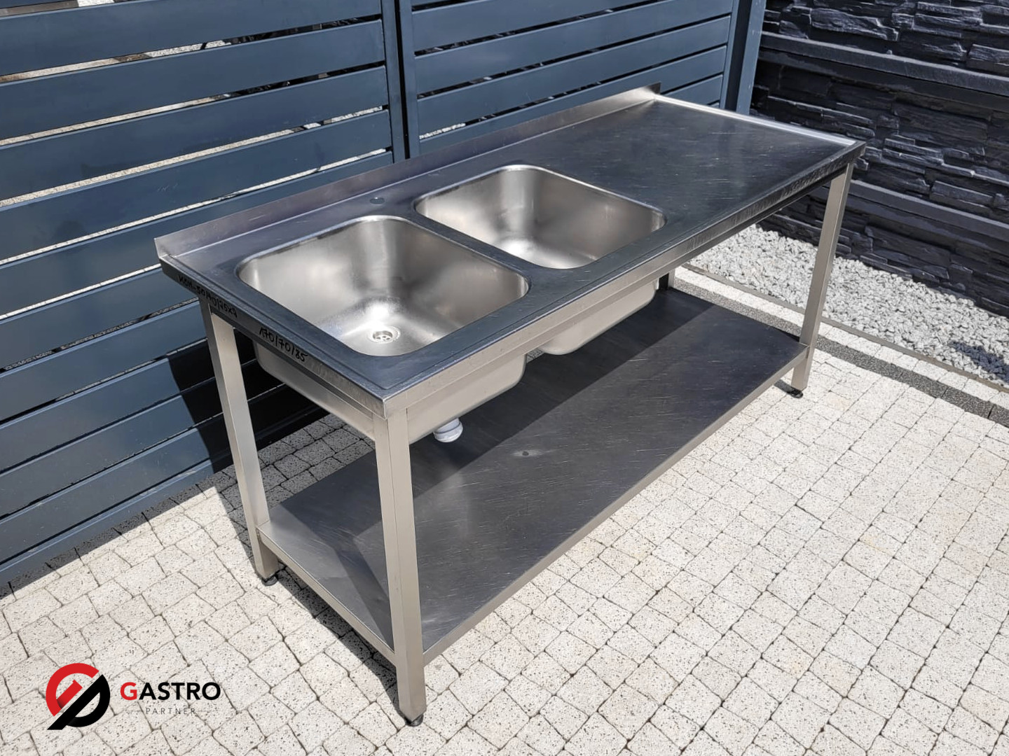 Zlew gastronomiczny 2-komorowy 170x70x85 cm