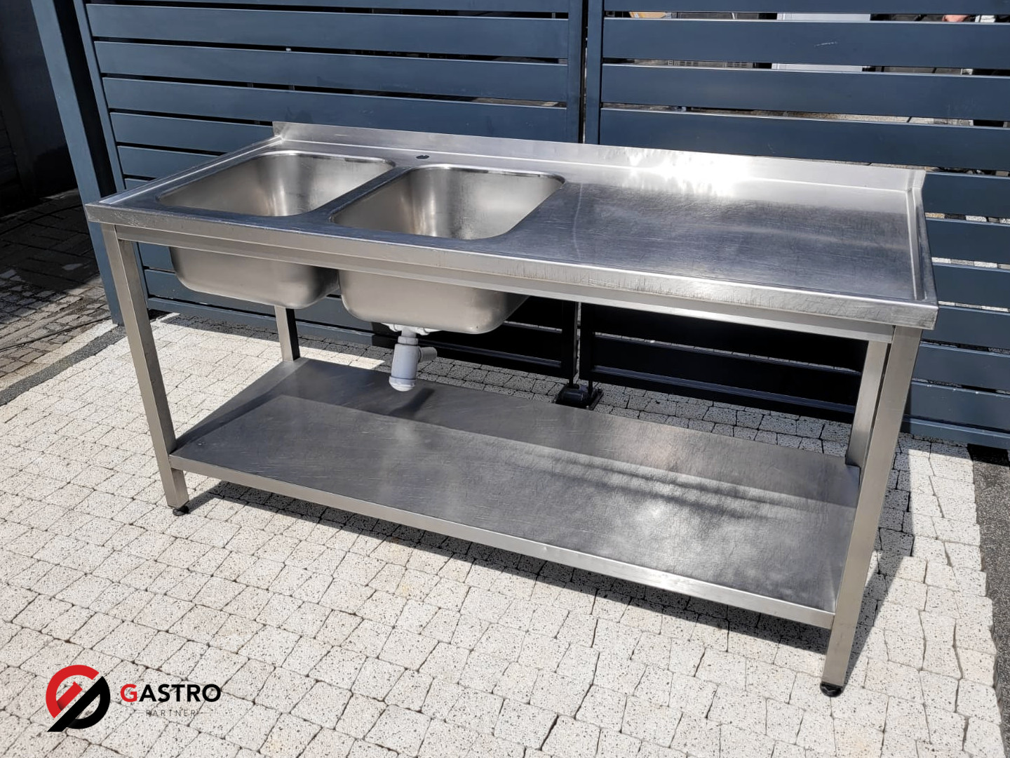 Zlew gastronomiczny 2-komorowy 170x70x85 cm - obrazek 2