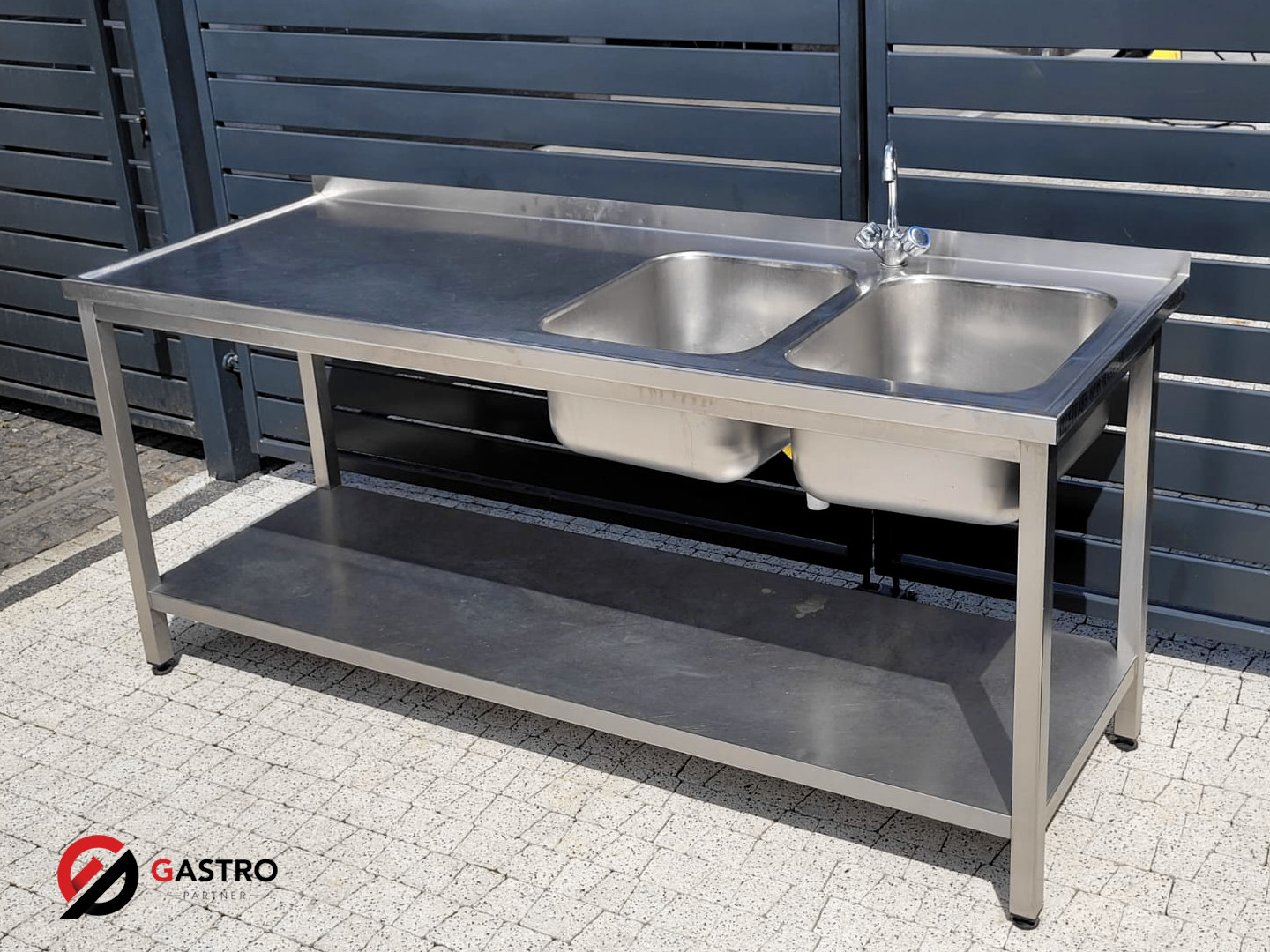 Zlew gastronomiczny 2-komorowy 190x70x85 cm