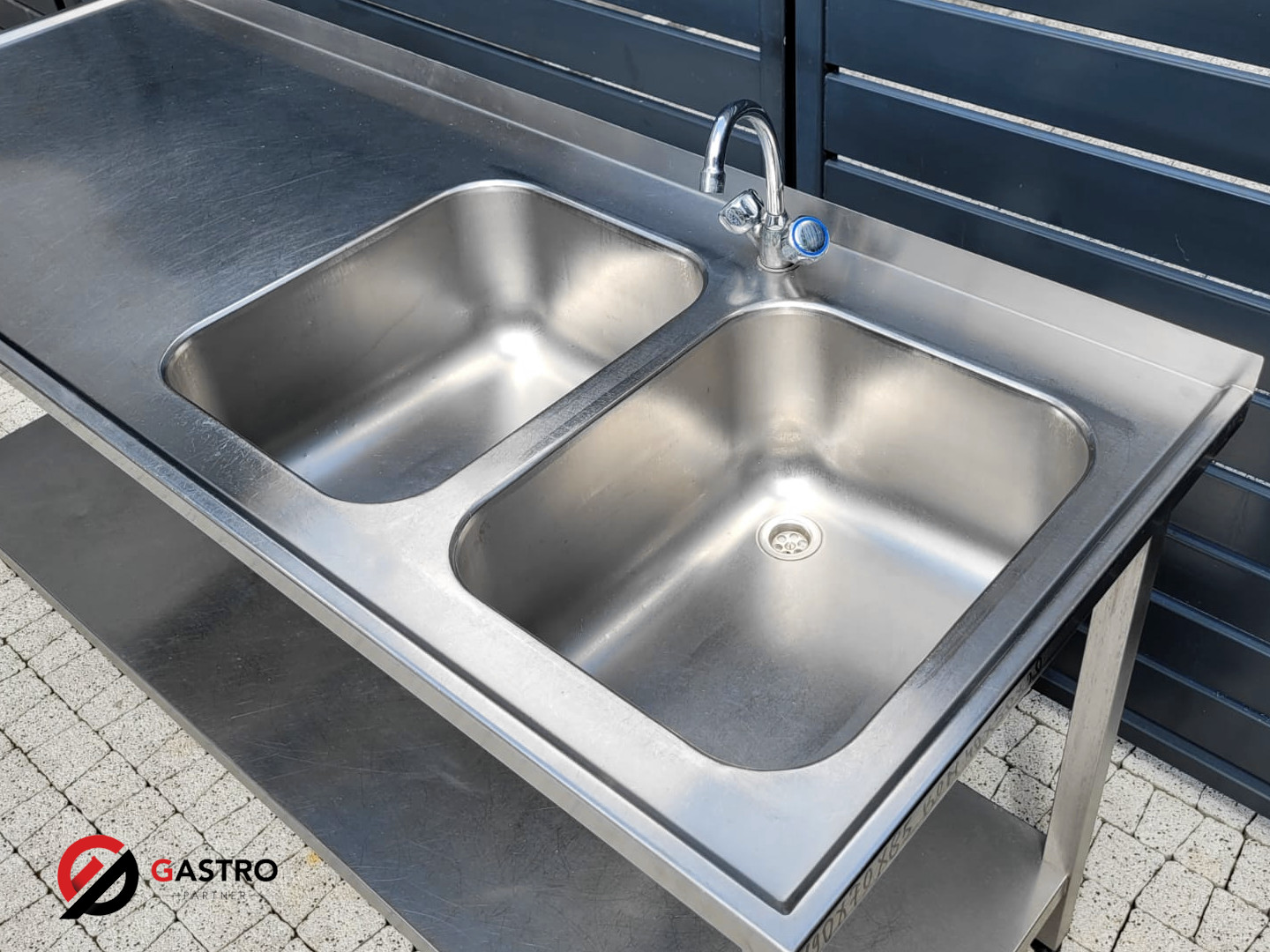 Zlew gastronomiczny 2-komorowy 190x70x85 cm - obrazek 3