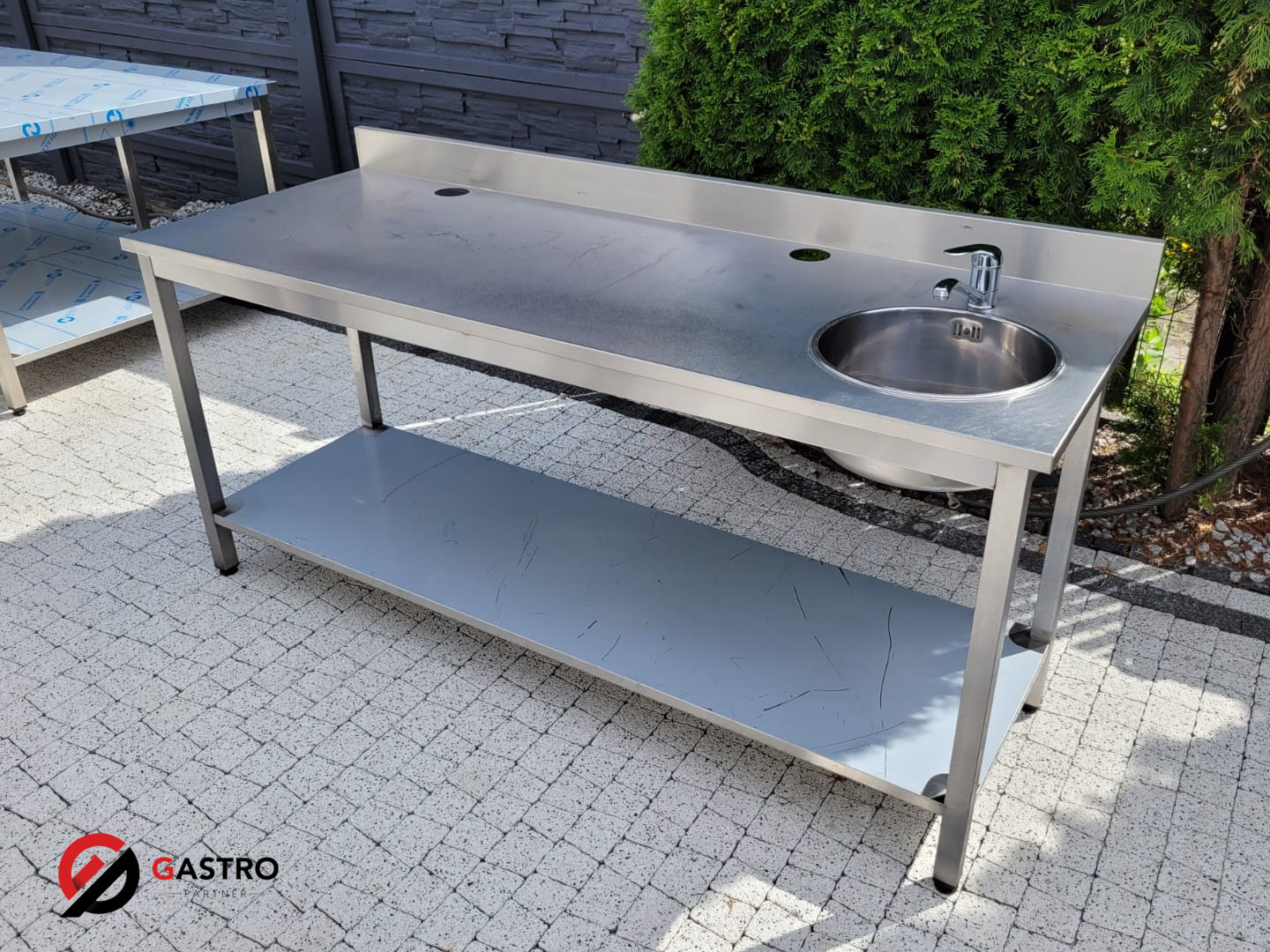 Zlew gastronomiczny 1-komorowy 190x70x85 cm - obrazek 3
