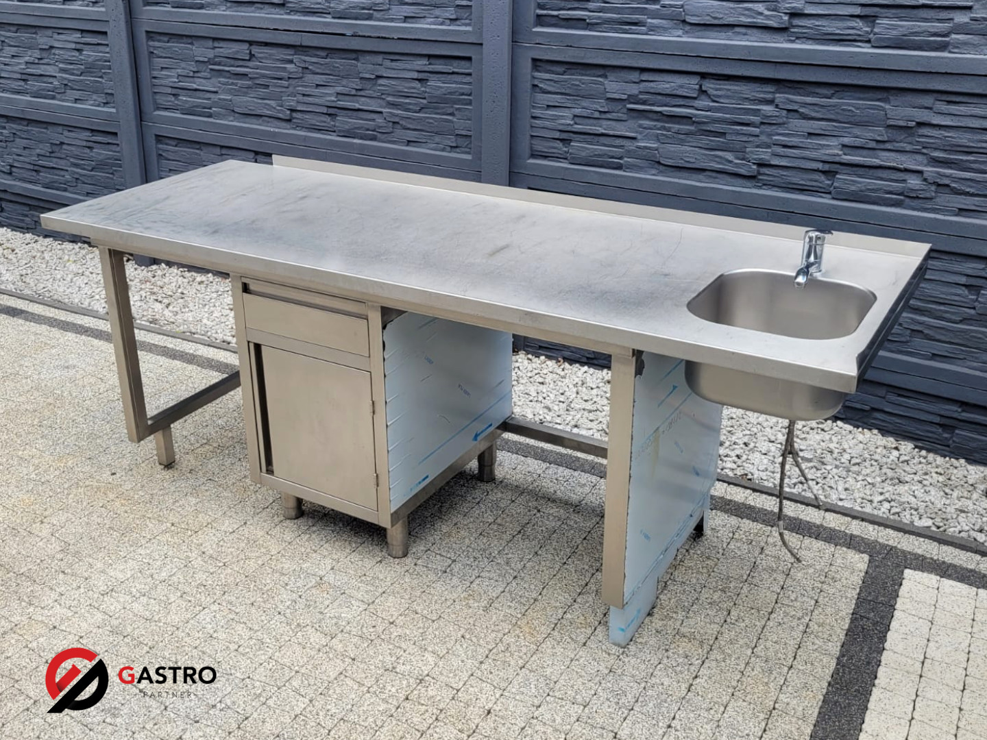 Zlew gastronomiczny 1-komorowy 230x80x89 cm